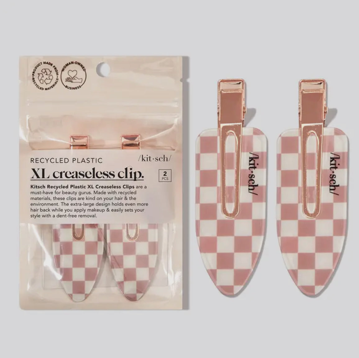 Recycled Plastic XL Creaseless Clips - Terracotta Checker