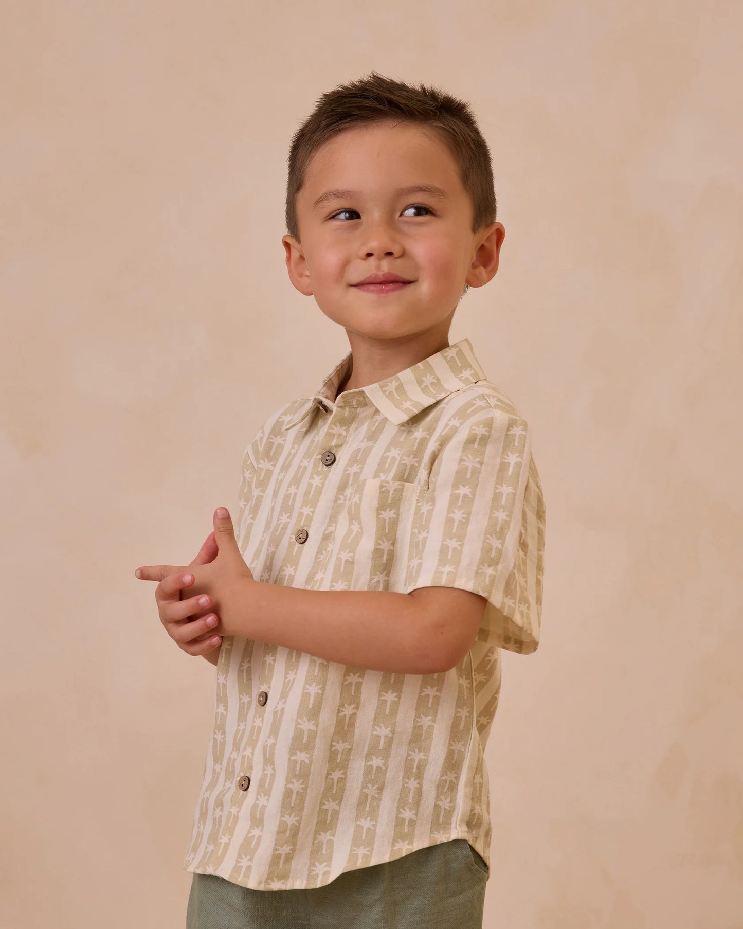 Collared Short Sleeve || Palm Stripe