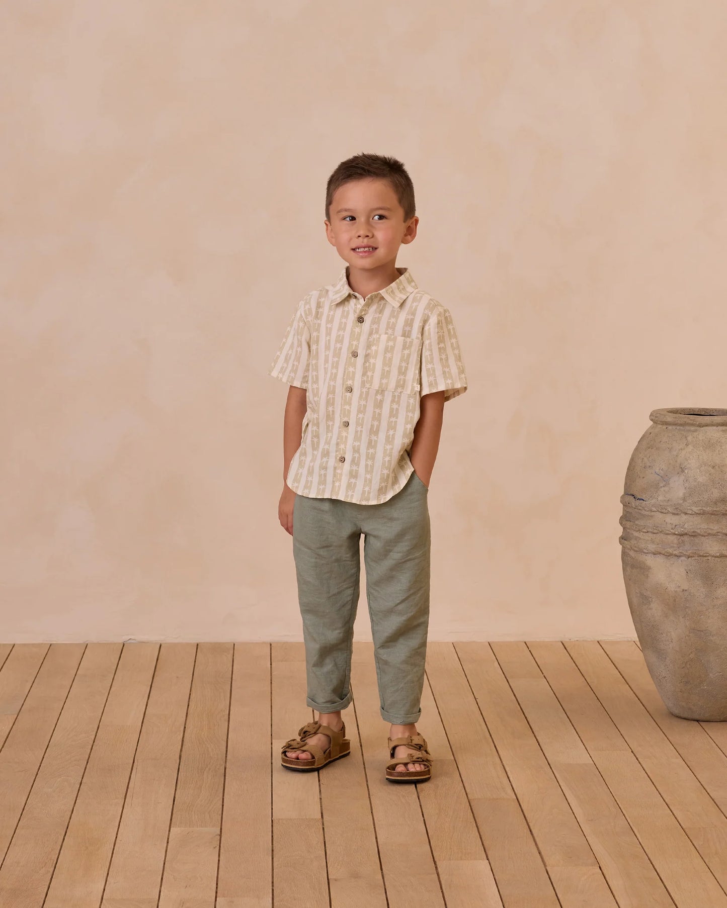 Collared Short Sleeve || Palm Stripe