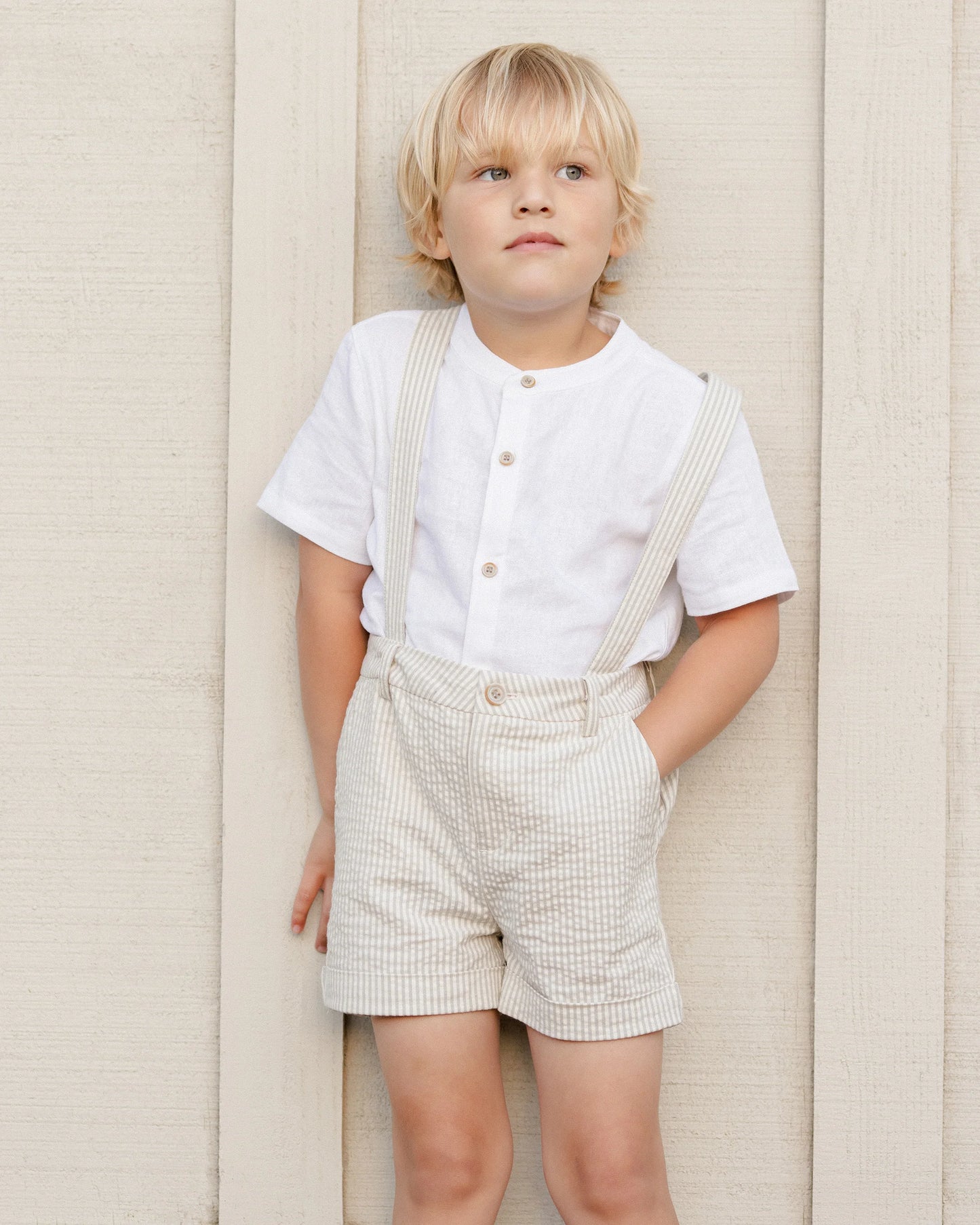 Suspender Short || Sage Stripe