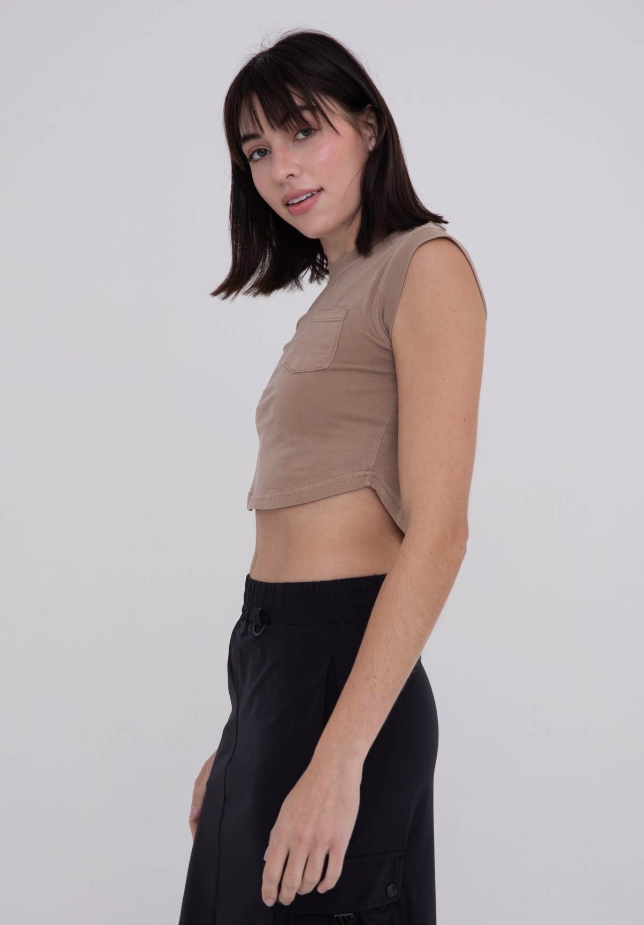 Pima Cotton Cropped Pocket Tee