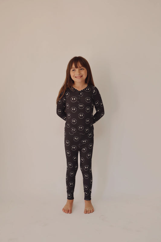 Charcoal + White FF Smile 2 Piece PJ Set