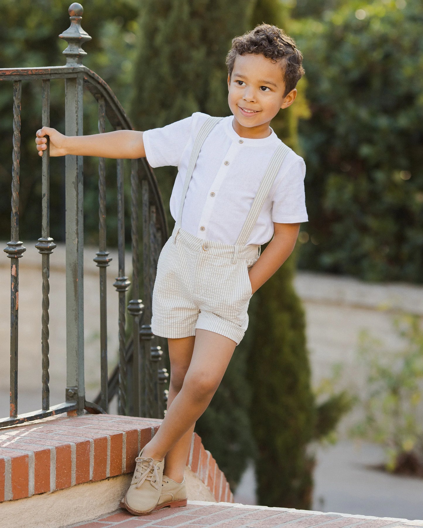 Suspender Short || Sage Stripe