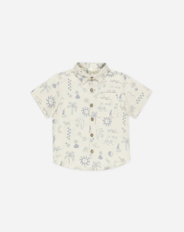 Collard Short Sleeve Shirt Mediterranean
