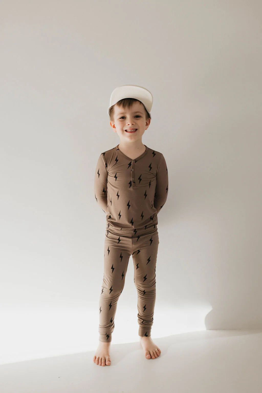 Black + Brown Lightening Bolt 2 Piece PJ Set