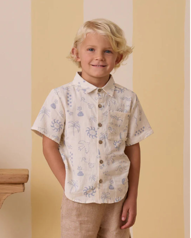 Collard Short Sleeve Shirt Mediterranean