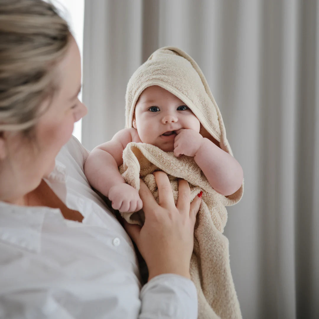Organic Cotton Baby Hooded Towel (Fog)