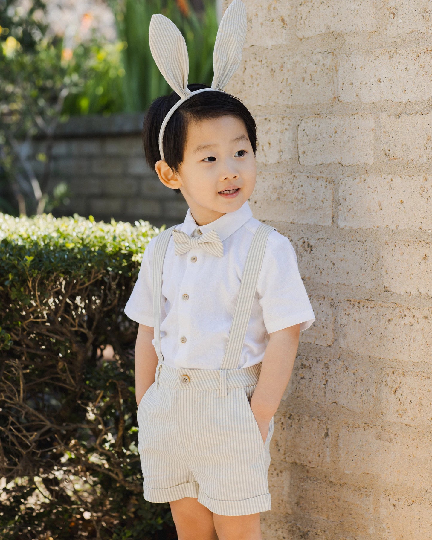 Suspender Short || Sage Stripe