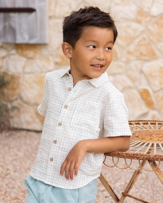 Collared Short Sleeve Shirt || Grid