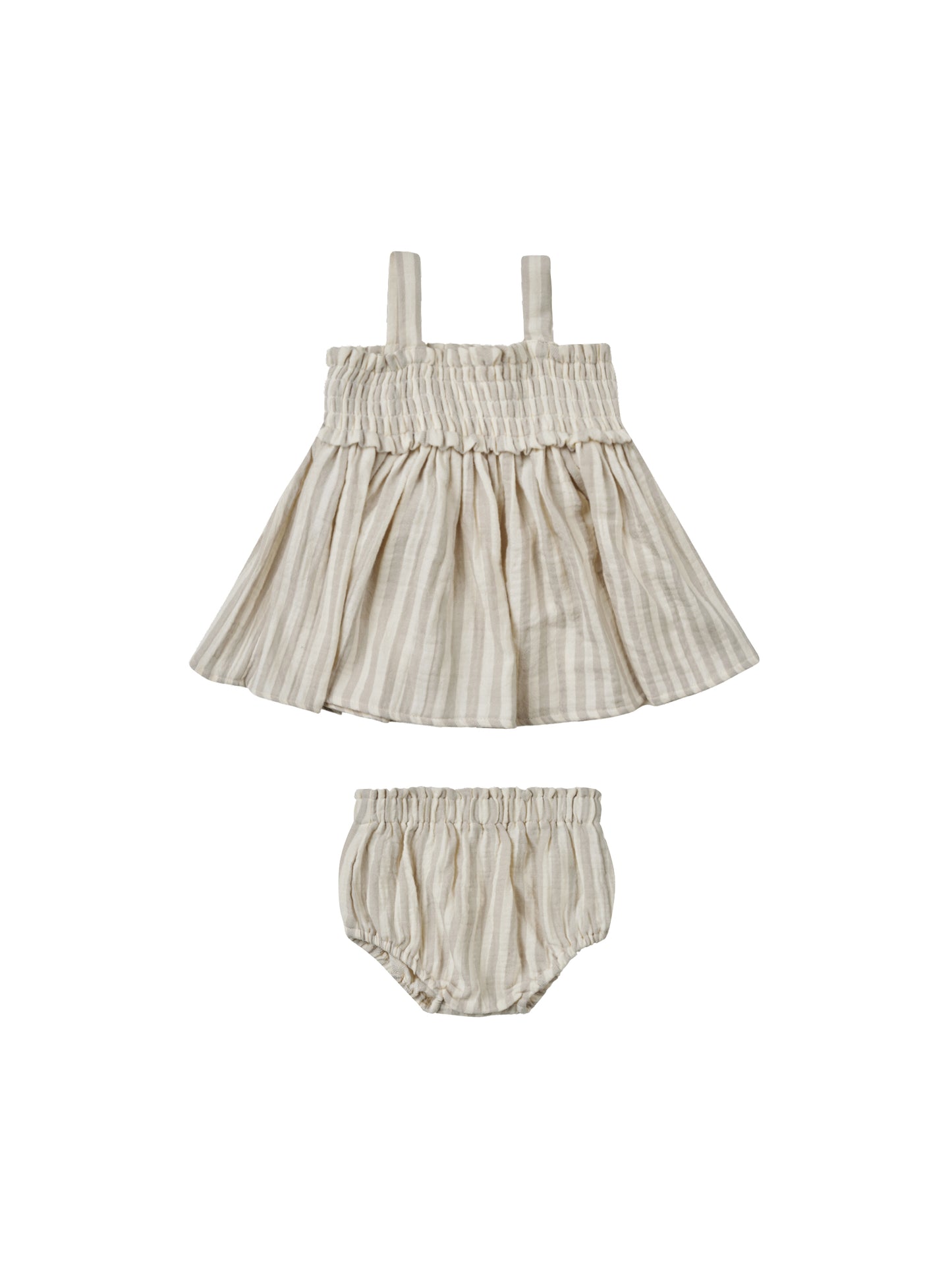 Mae Smocked Top + Bloomer set (ash stripe)