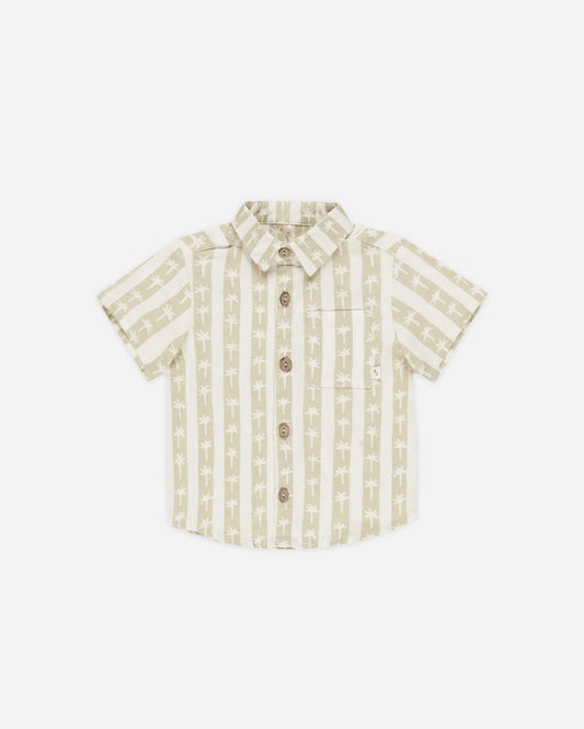 Collared Short Sleeve || Palm Stripe