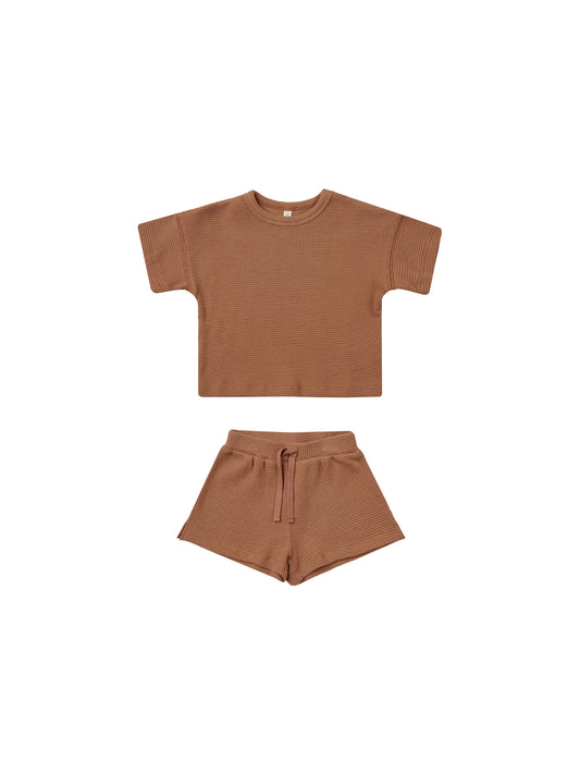 Waffle Tee + Short Set (Clay)