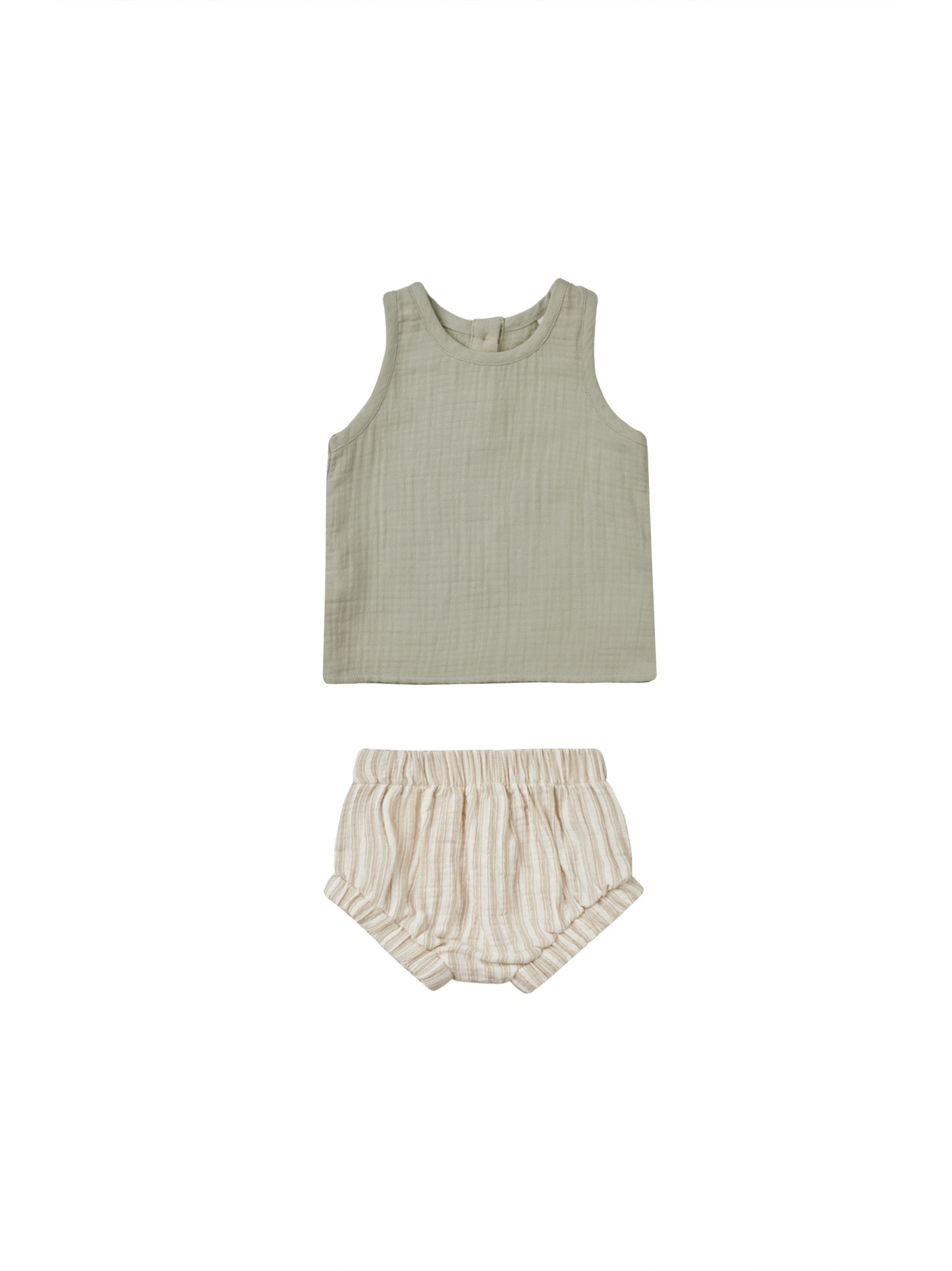 Woven Tank + Shirt Set (sage stripe)