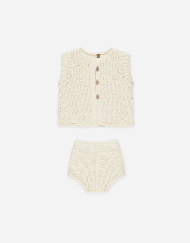 Scallop Knit Baby Set Cherry