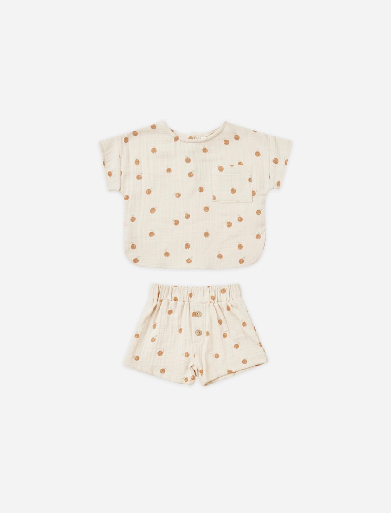 Woven Boxy Top + Short Set (oranges)