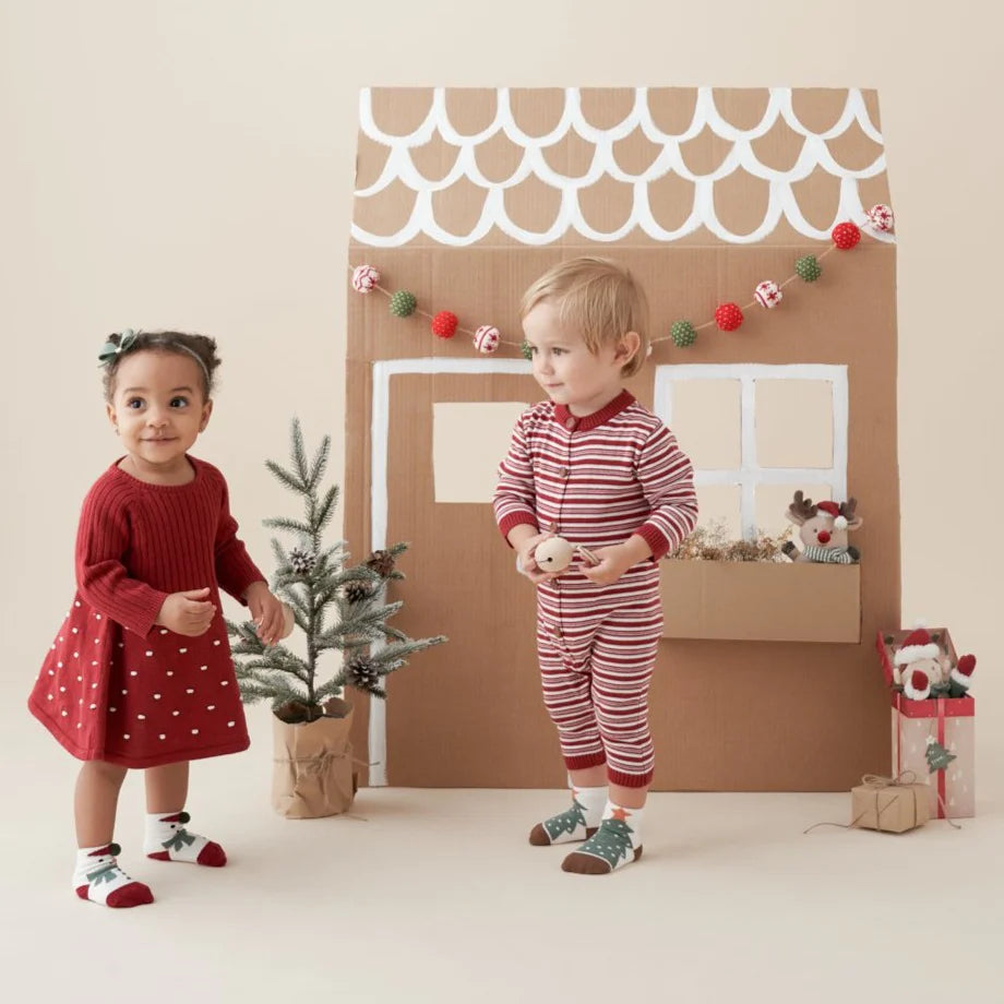 Holiday Textured Knit Baby Dress & bloomer