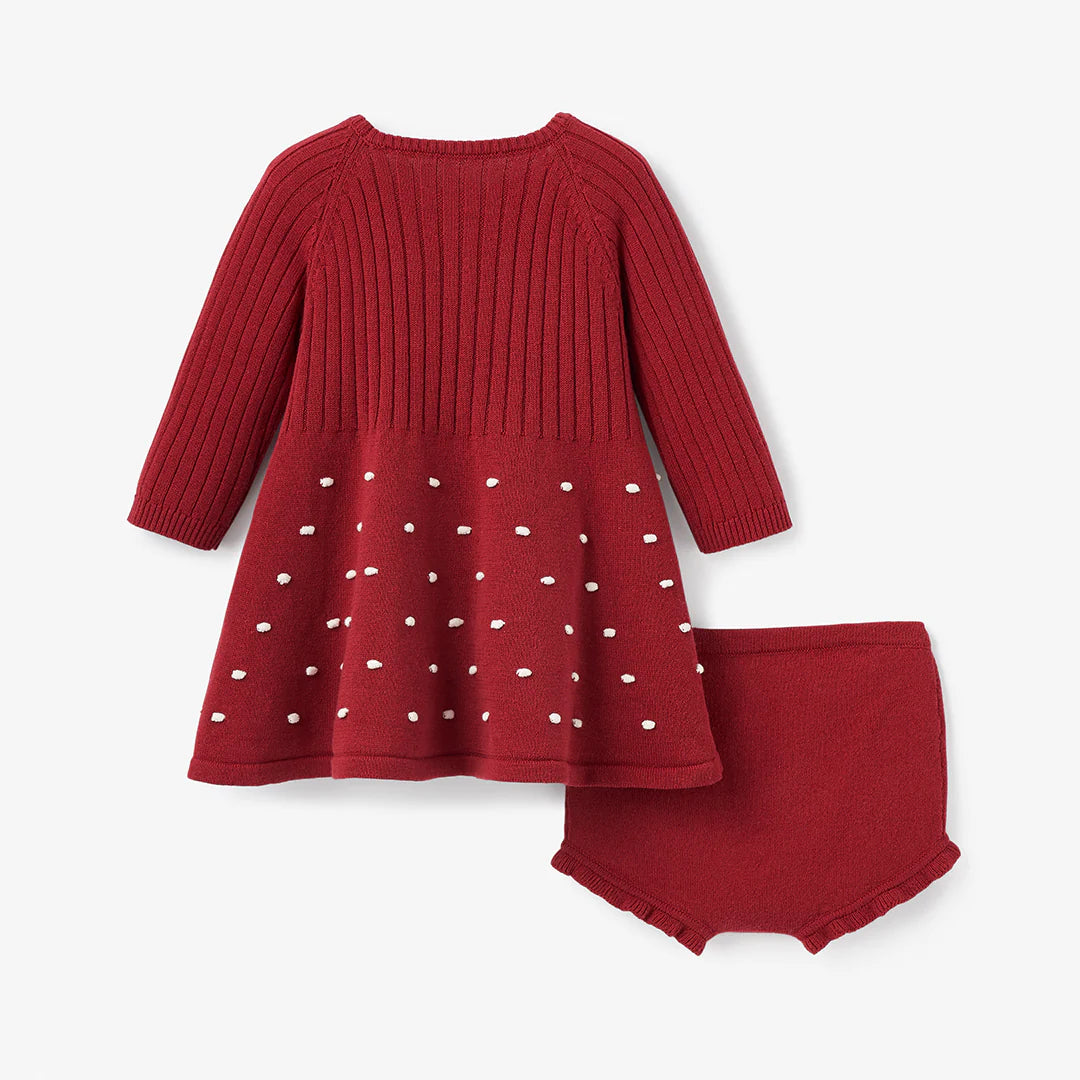 Holiday Textured Knit Baby Dress & bloomer