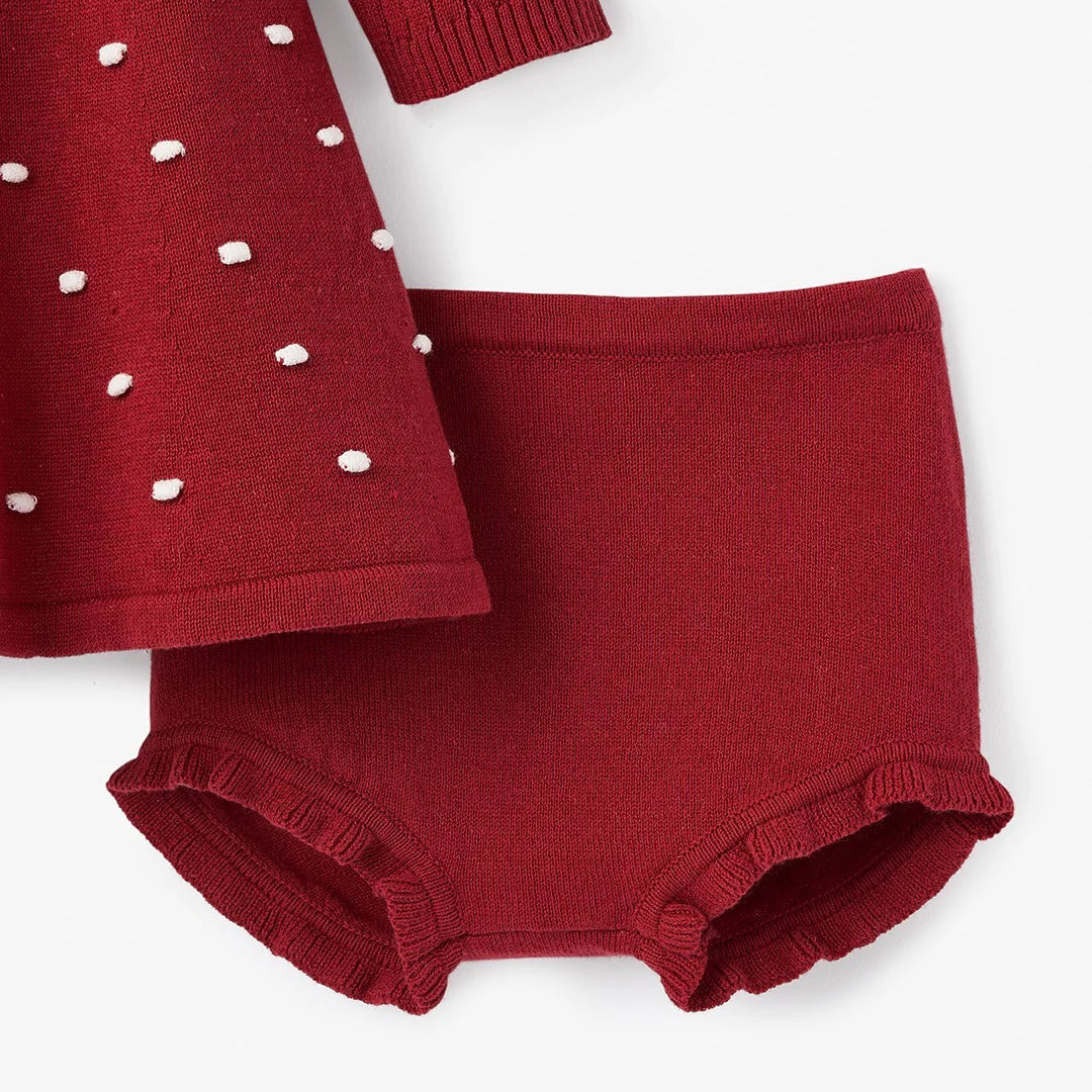 Holiday Textured Knit Baby Dress & bloomer