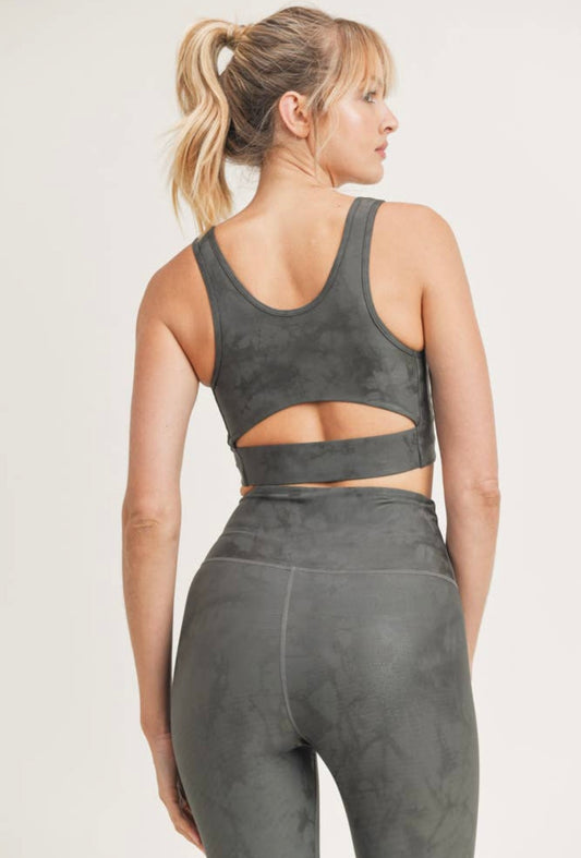 Overlay Metallic Print Sports Bra (Black)