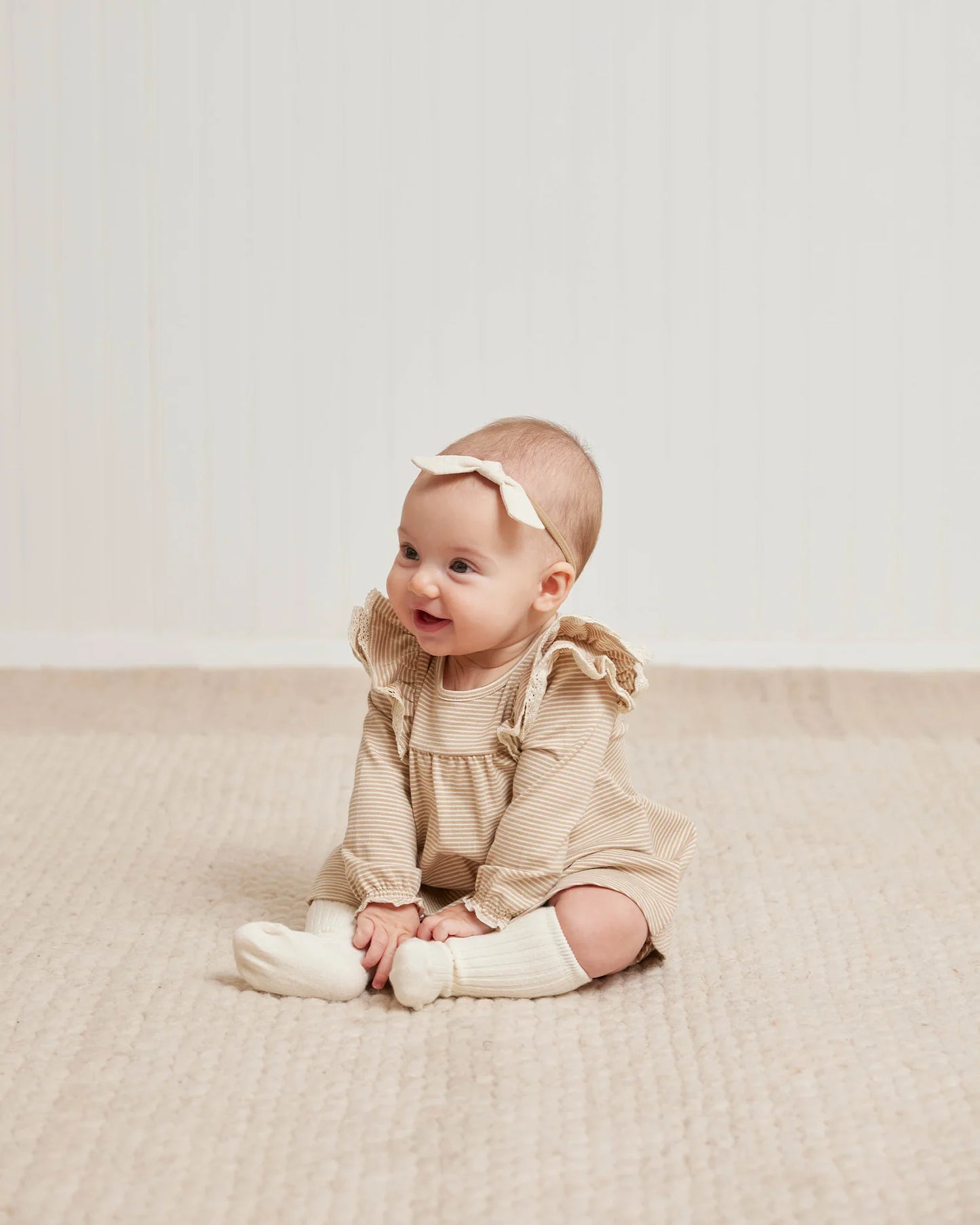 Long Sleeve Flutter Dress (latte)