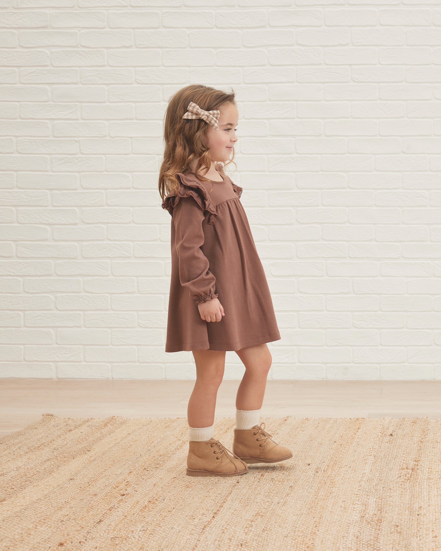 Long Sleeve Flutter Dress & Bloomer (Pecan)
