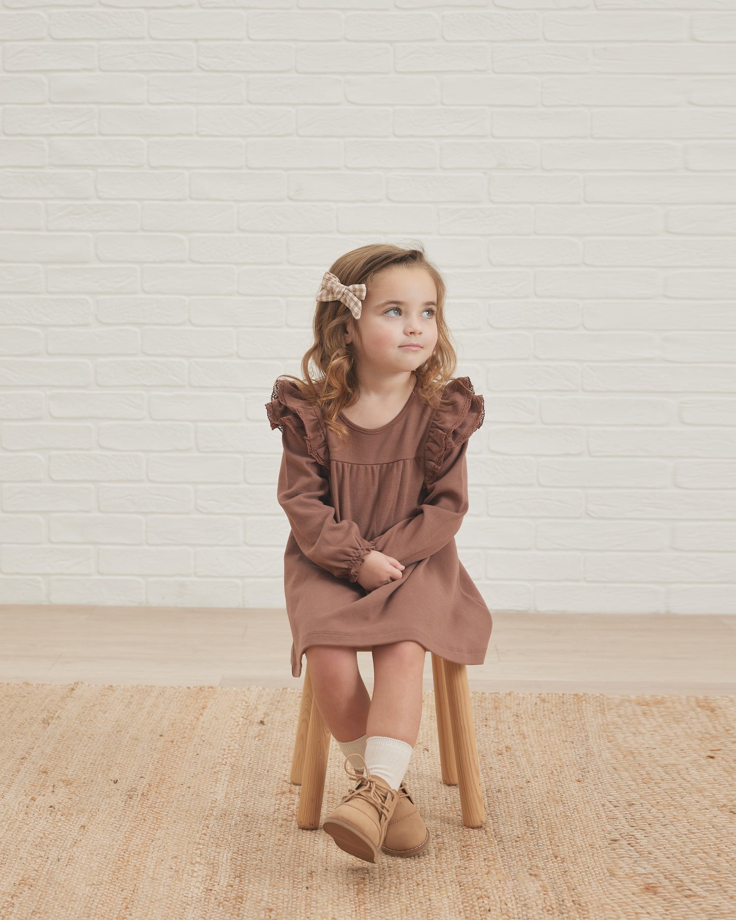 Long Sleeve Flutter Dress & Bloomer (Pecan)