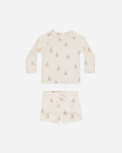 Rashguard Boy Set || Sailboats