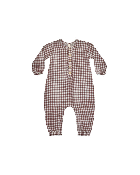 Woven Jumpsuit (plum gingham)