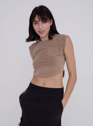 Pima Cotton Cropped Pocket Tee