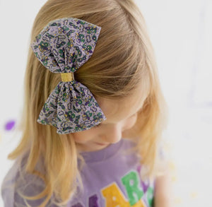 Mardi Gras Tulle Bow Clip