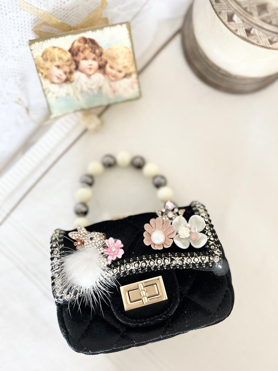 Velvet Flower Charm Purse