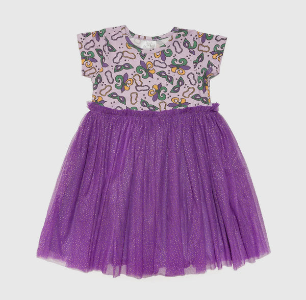 Mardi Gras Short Sleeve Tutu dress