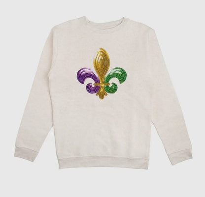 Mardi Gras Fleur De Lis Patch Sweatshirt (women’s)