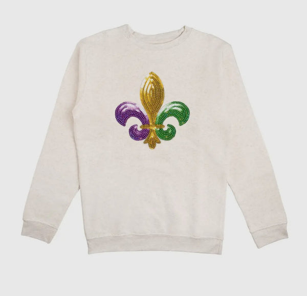 Mardi Gras Fleur De Lis Patch Sweatshirt (women’s)