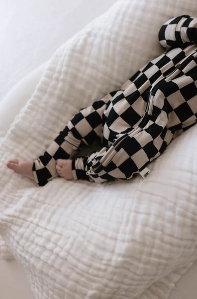 Black Checkered Double Zip PJ