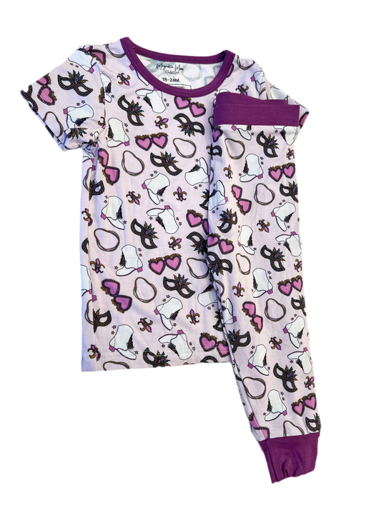 Purple Mardi Gras 2 Piece Pajama Set