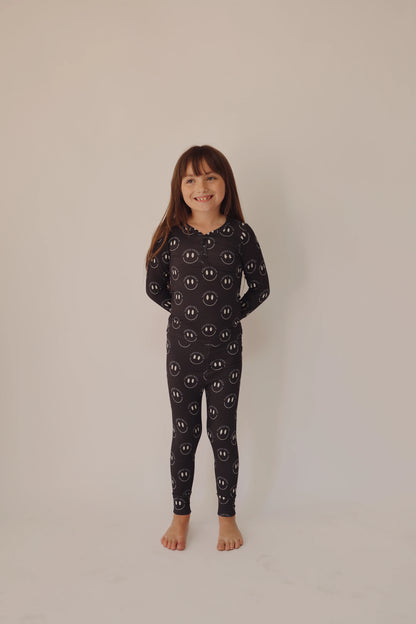 Charcoal + White FF Smile 2 Piece PJ Set