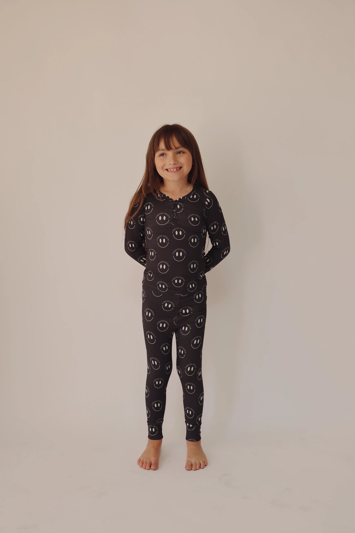 Charcoal + White FF Smile 2 Piece PJ Set