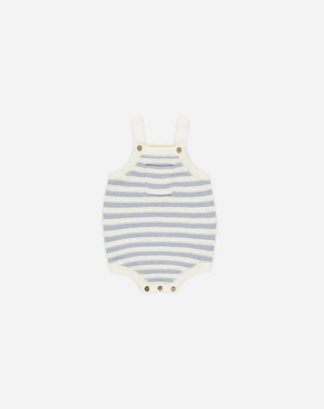 Ashton Knit Romper Blue Stripe