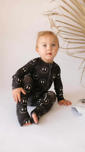 Charcoal + White FF Smile Double Zip PJ