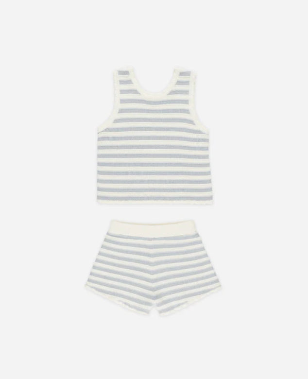 Crochet Tank Set Blue Stripe