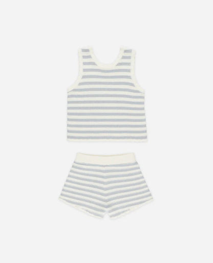 Crochet Tank Set Blue Stripe