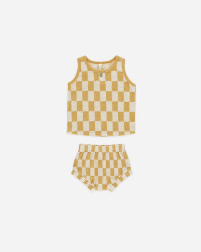 Baby Tank Set || Marigold Check