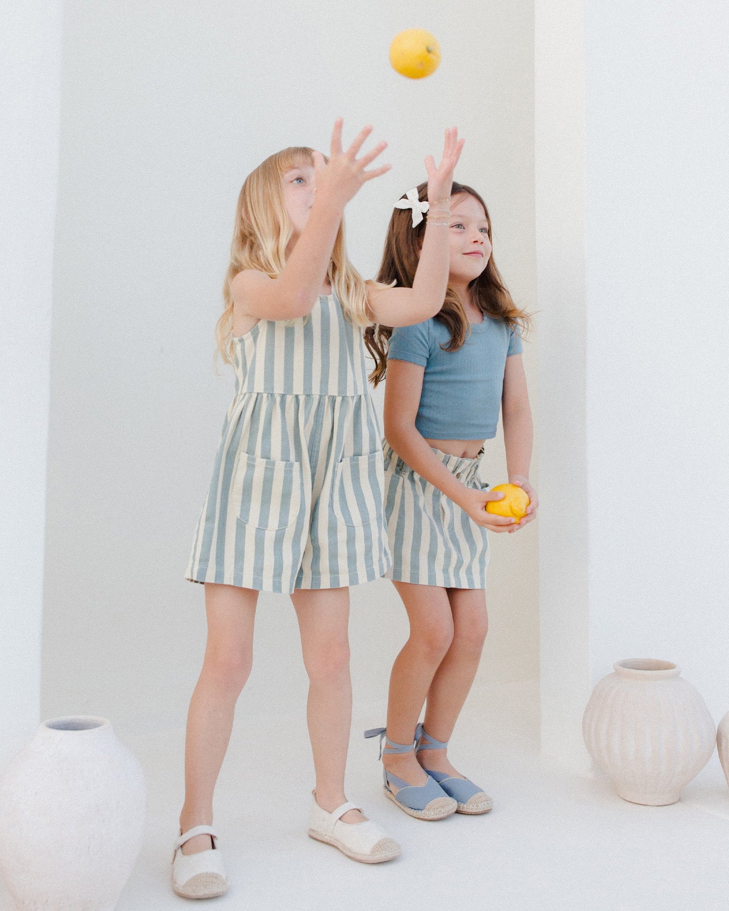 Denim Mini Skirt || Ocean Stripe
