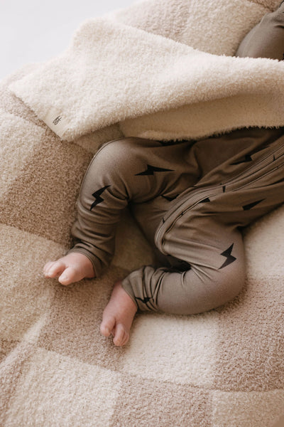 Black + Brown Lightening Bolt Double Zip PJ