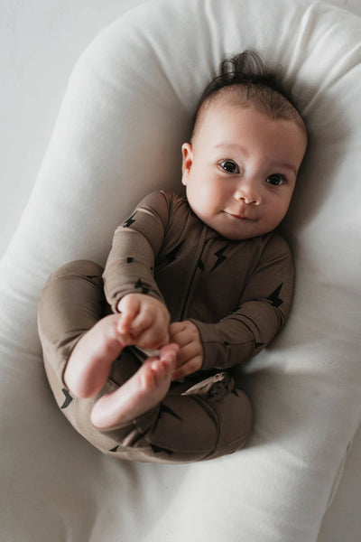 Black + Brown Lightening Bolt Double Zip PJ