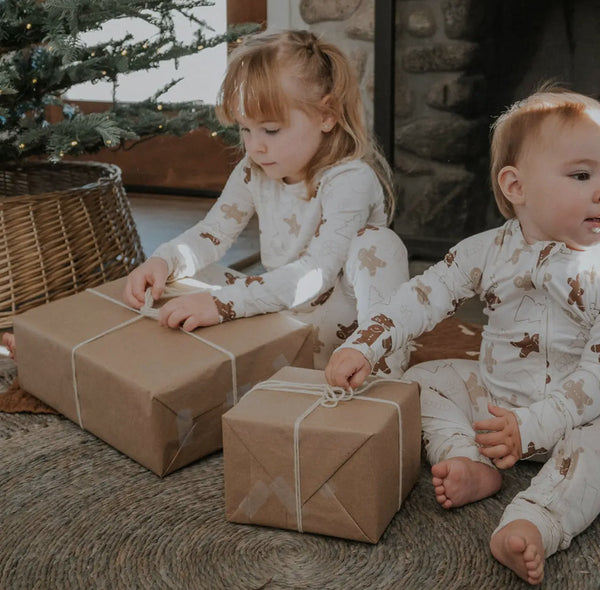 Gingerbread bamboo zip romper