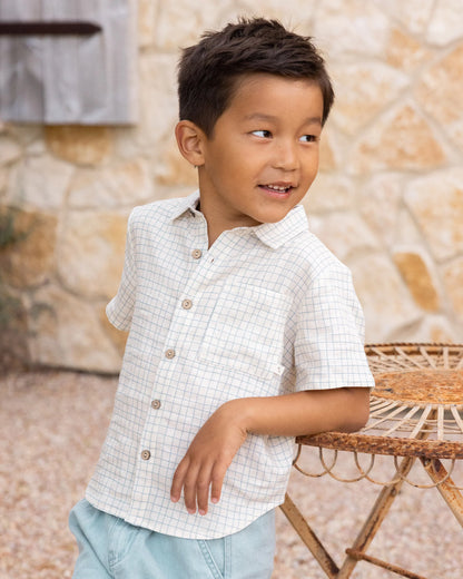 Collared Short Sleeve Shirt || Grid