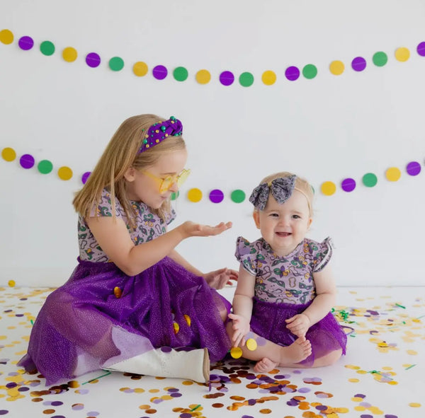 Mardi Gras Short Sleeve Tutu dress