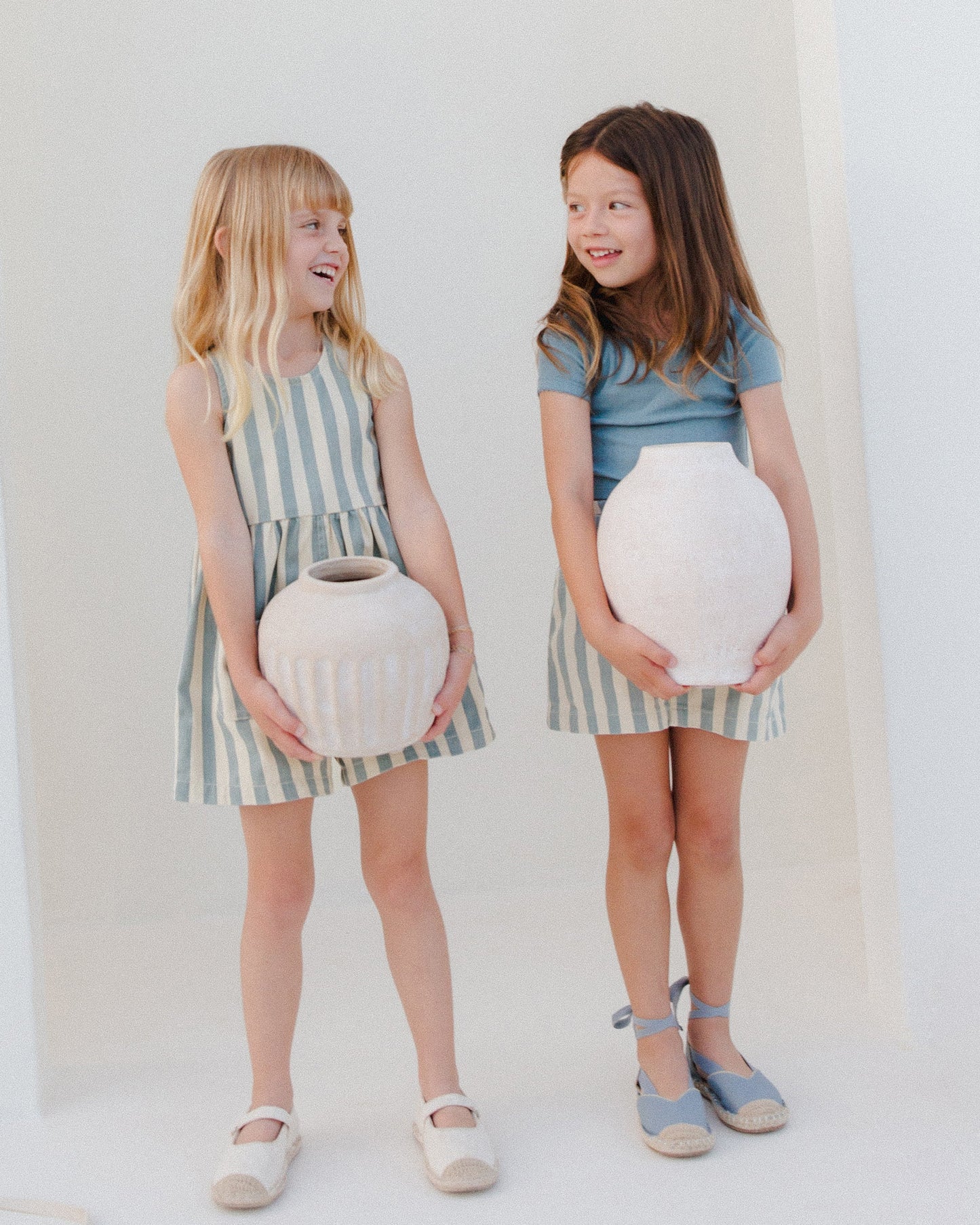 Denim Mini Skirt || Ocean Stripe